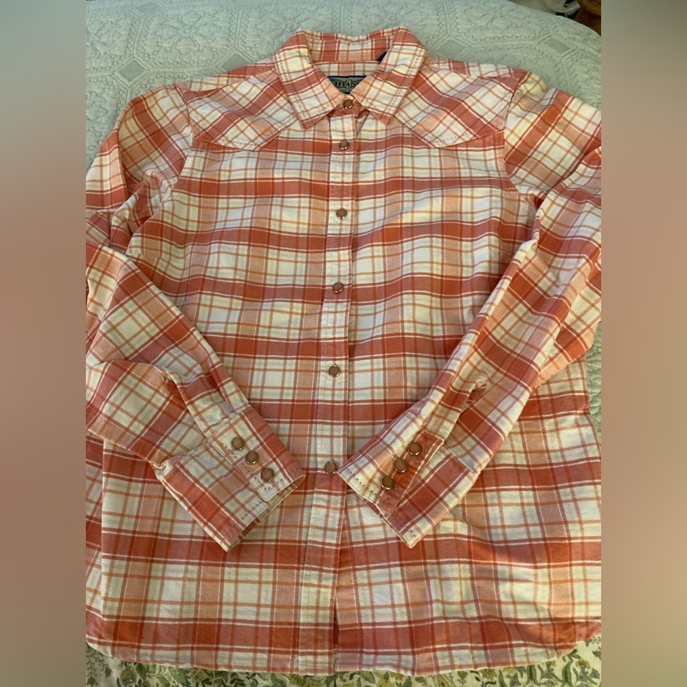 Country Western Shaynne Genuine Clothing Pearl Snap Super Heavy Cotton EUC